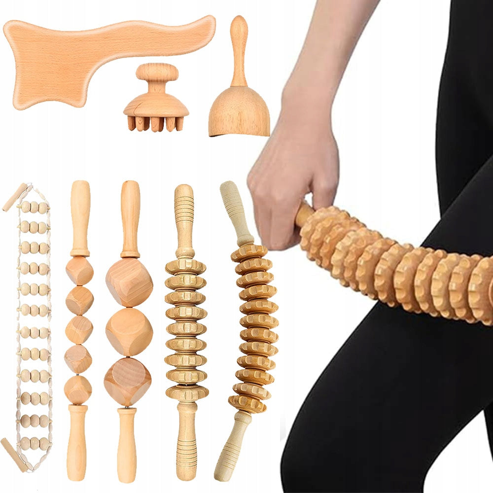 FULL BODY MASSAGE SET WOODEN 8IN1 CELLULITE LYMPH 8 PIECES