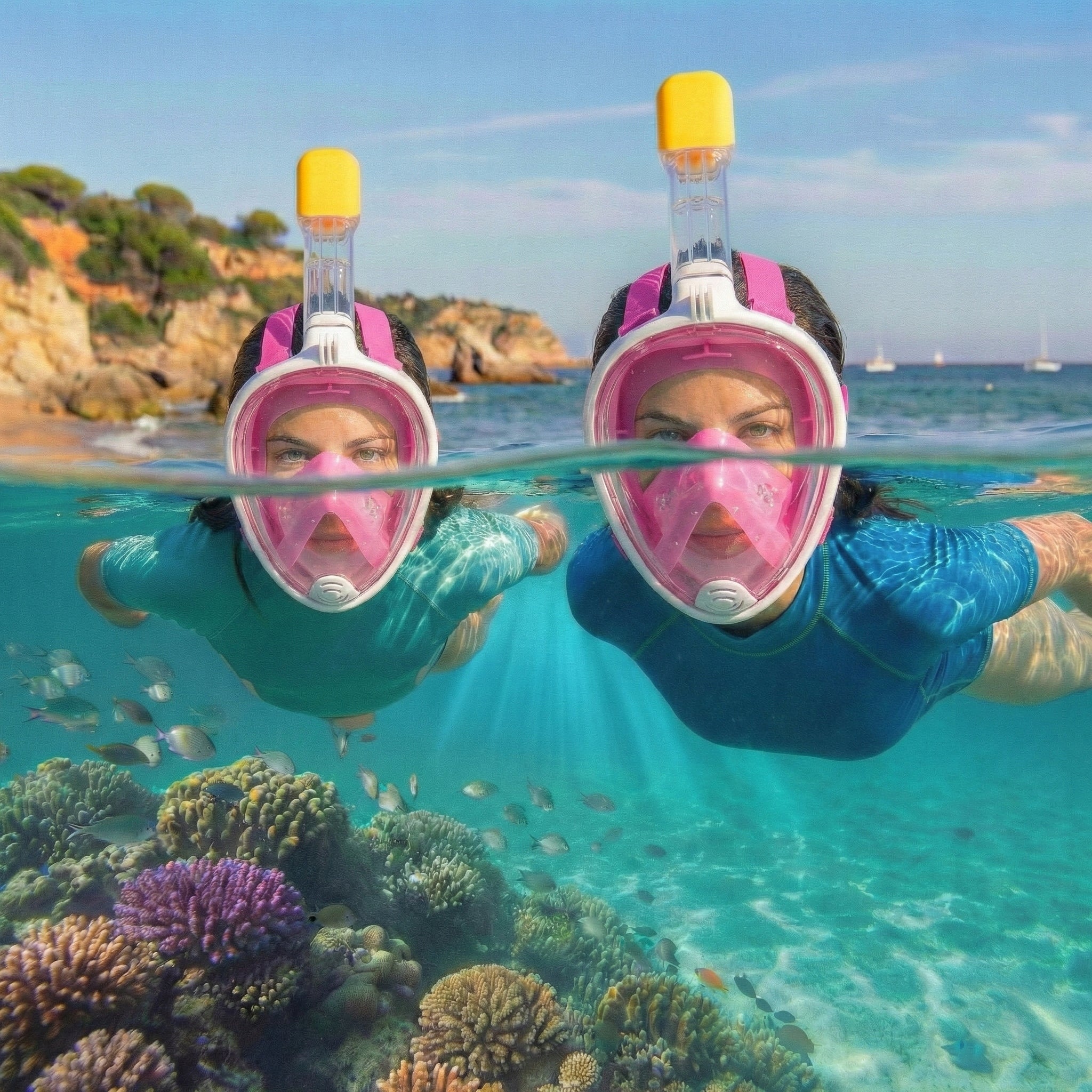 FULL FACE DIVING MASK FOR KIDS FOR SNORKELING S/M AntiFog Kind for children full face with tube