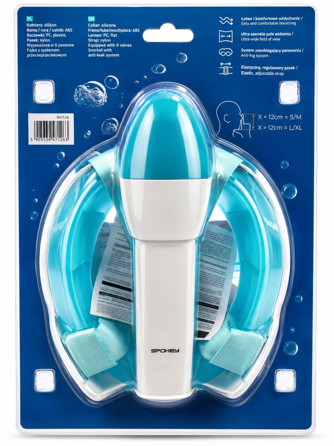FULL FACE MASK with Diving Tube Snorkeling S/M Packaging status original