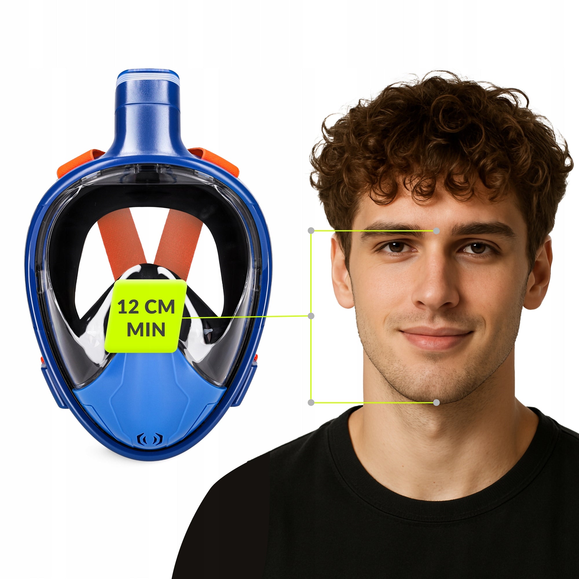 FULL FACE PANORAMIC SWIMMING DIVING MASK WITH FOLDING TUBE Manufacturer code Maska do pływania L/XL niebieska