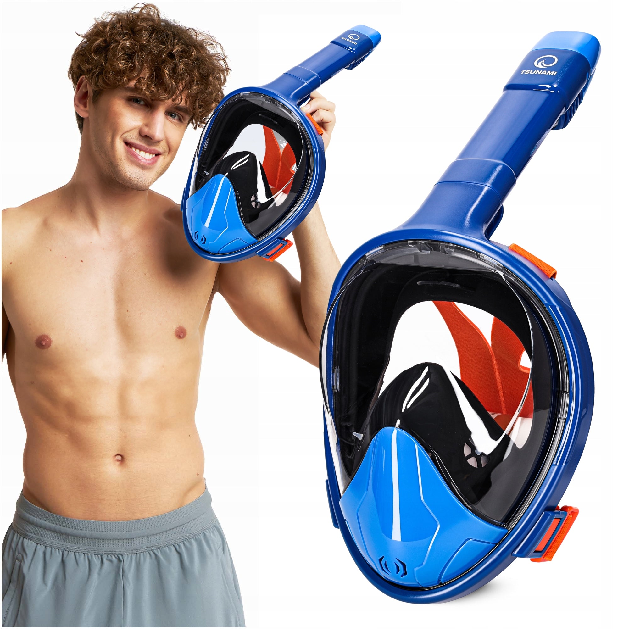FULL FACE PANORAMIC SWIMMING DIVING MASK WITH FOLDING TUBE