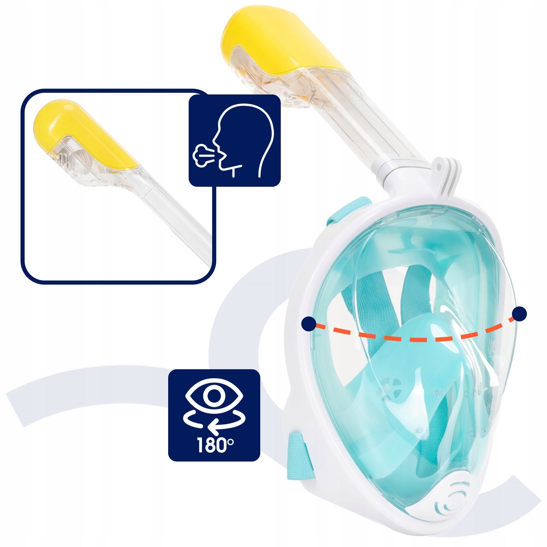 FULL FACE SNORKELING DIVING MASK L/XL FOR THE WHOLE FACE does not evaporate Model AQ0002 MASKA DO NURKOWANIA