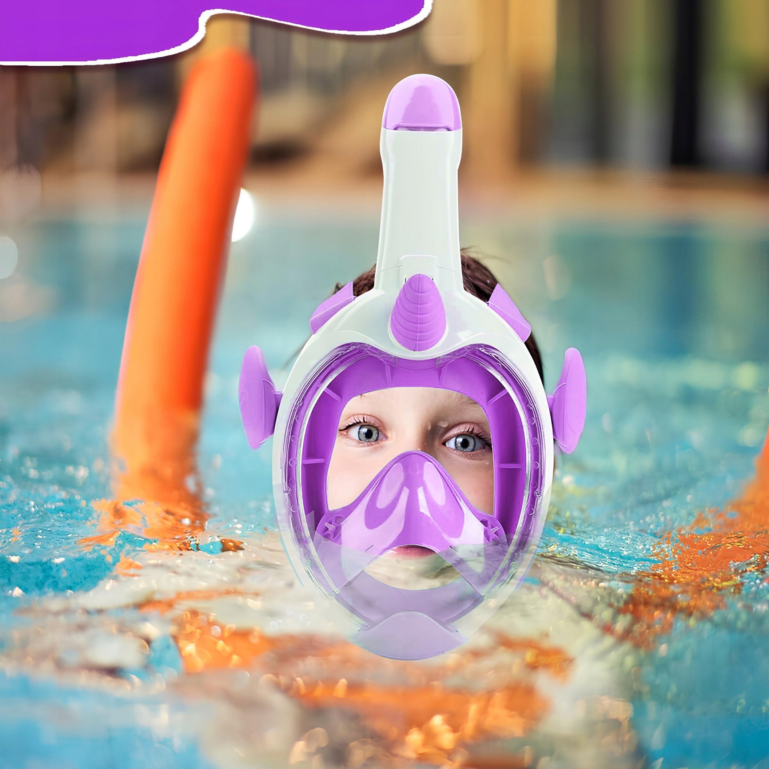 FULL FACE SNORKELING MASK FOR CHILDREN 2-8 YEARS XS ANTIFOG Manufacturer code DZIECIĘCA SNORKELING JEDNOROŻEC BASEN XS MAŁA