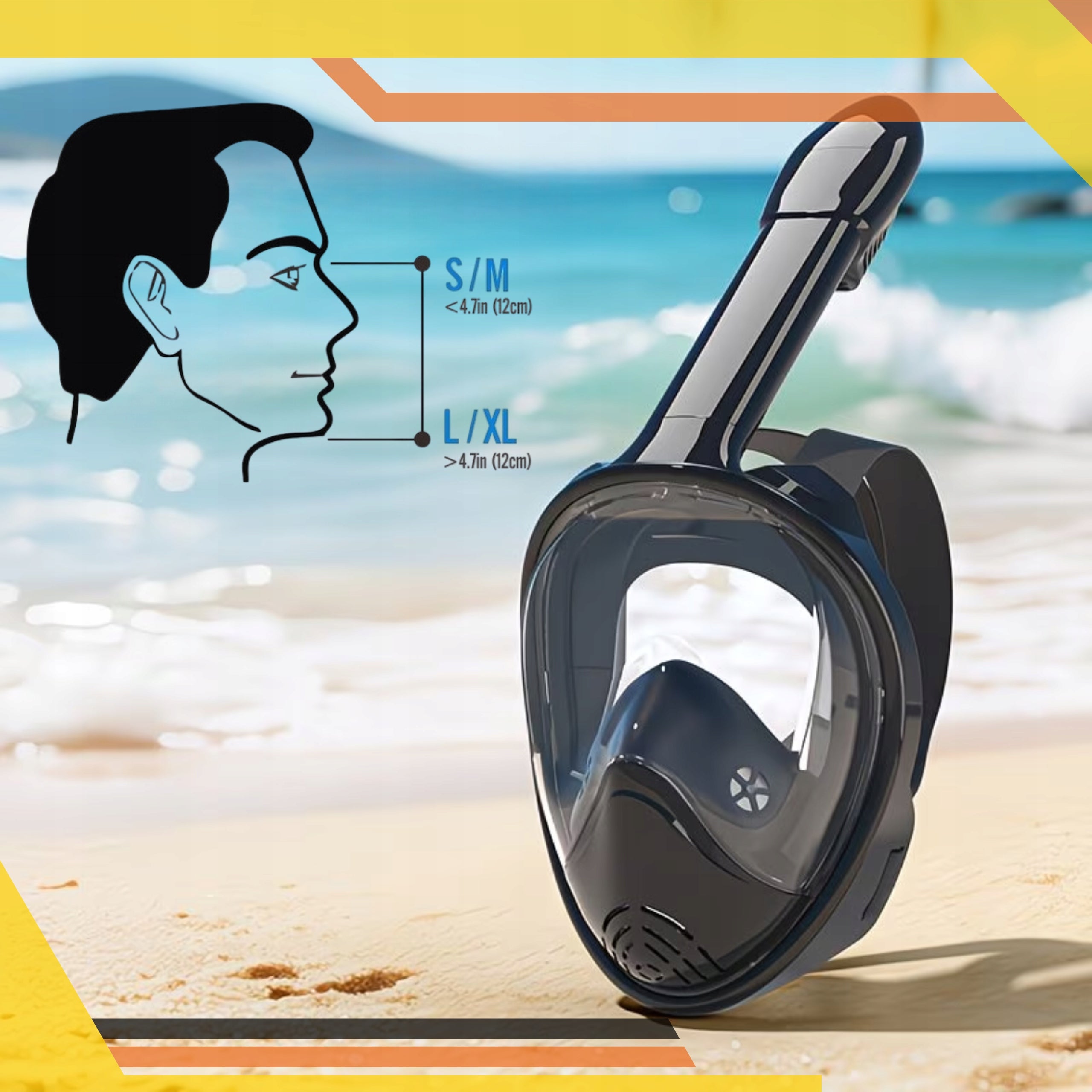 FULL FACE SNORKELING MASK FOR WATER L/XL Packaging status original