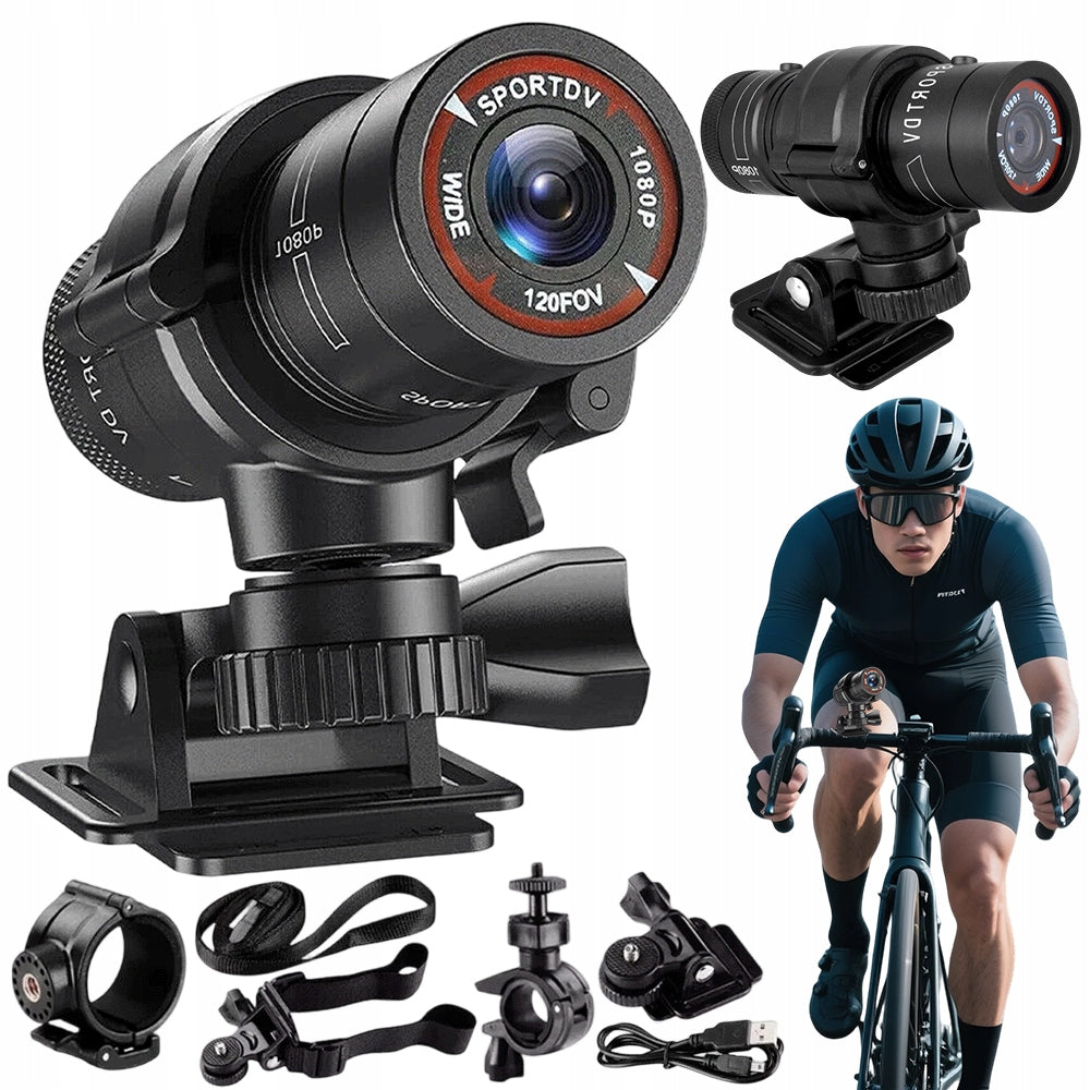 FULL HD 1080P PORTABLE SPORTS CAMERA WITH MOUNT Built-in microphone