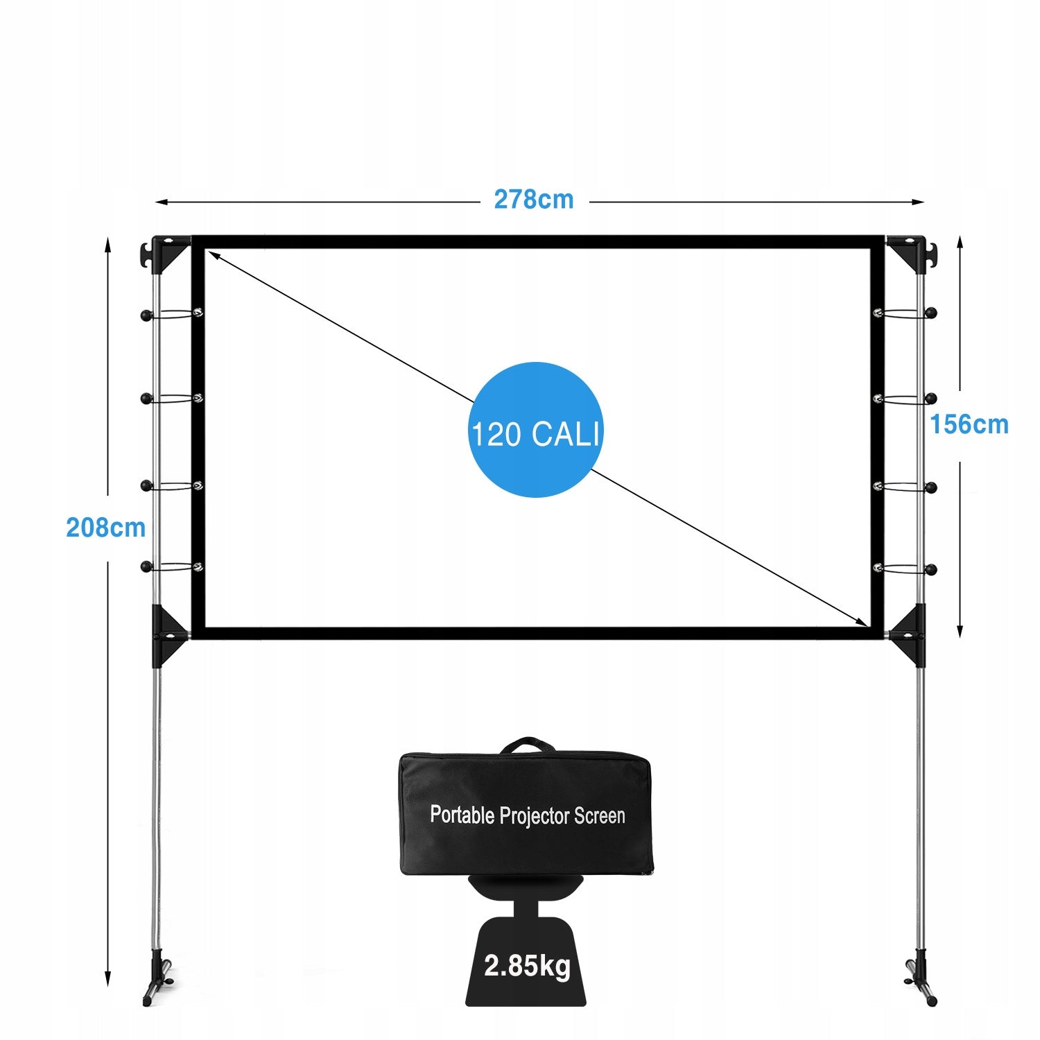FULL HD PROJECTION SCREEN 16:9 120 INCHES 278 cm x 156 cm Packaging status original