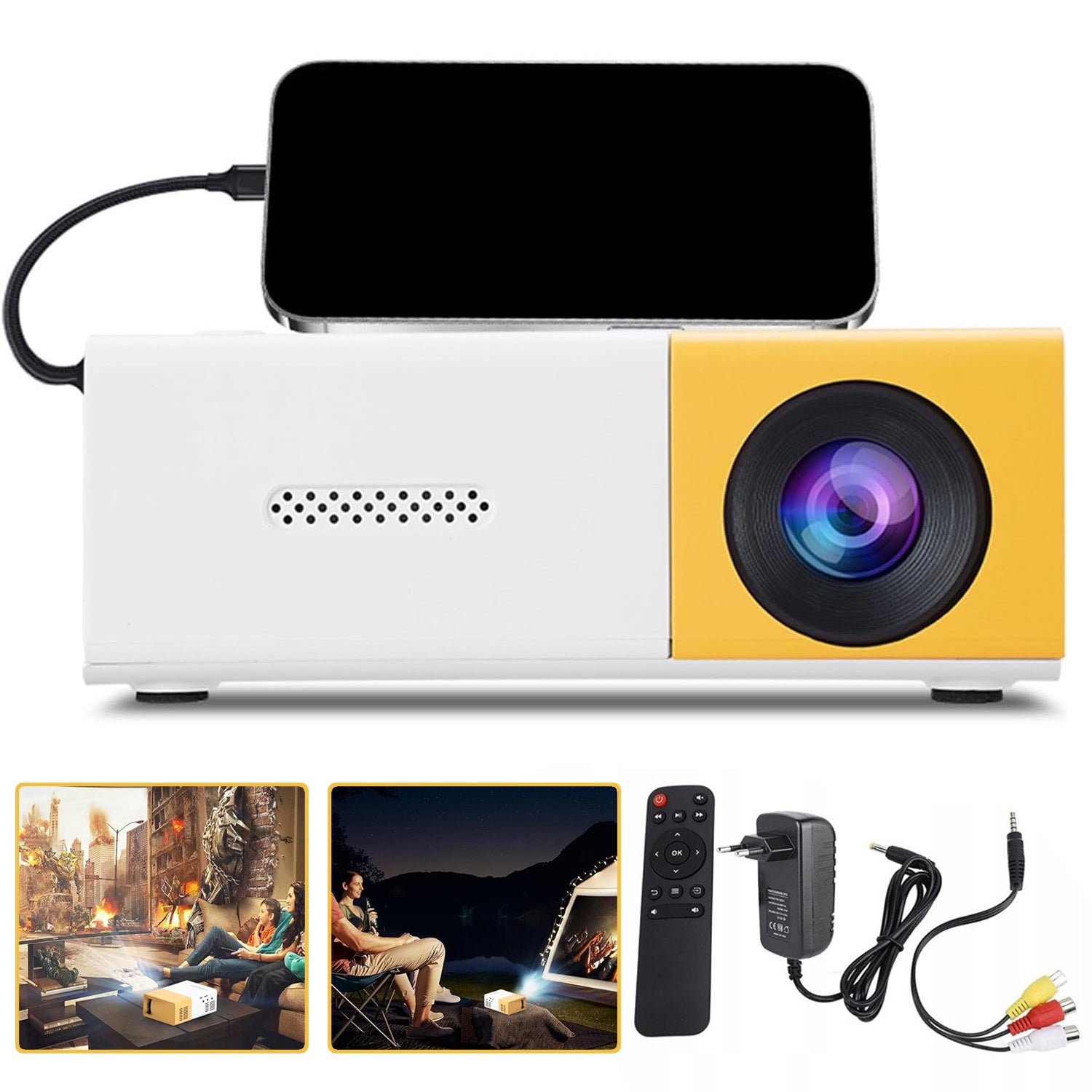 FULL HD PROJECTOR, PORTABLE MINI PROJECTOR FOR HOME THEATER, MOVIES, GAMES