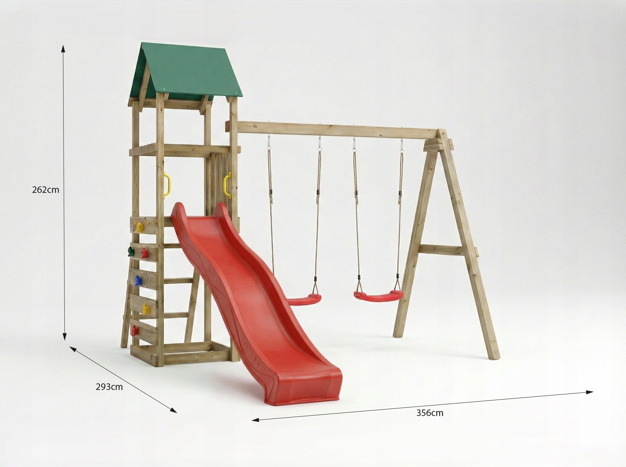 FUNGOO SQUARE TOYS WOODEN GARDEN MAXPLAY 2.1 SWING X2 COTTAGE Kid's age 3＋ years