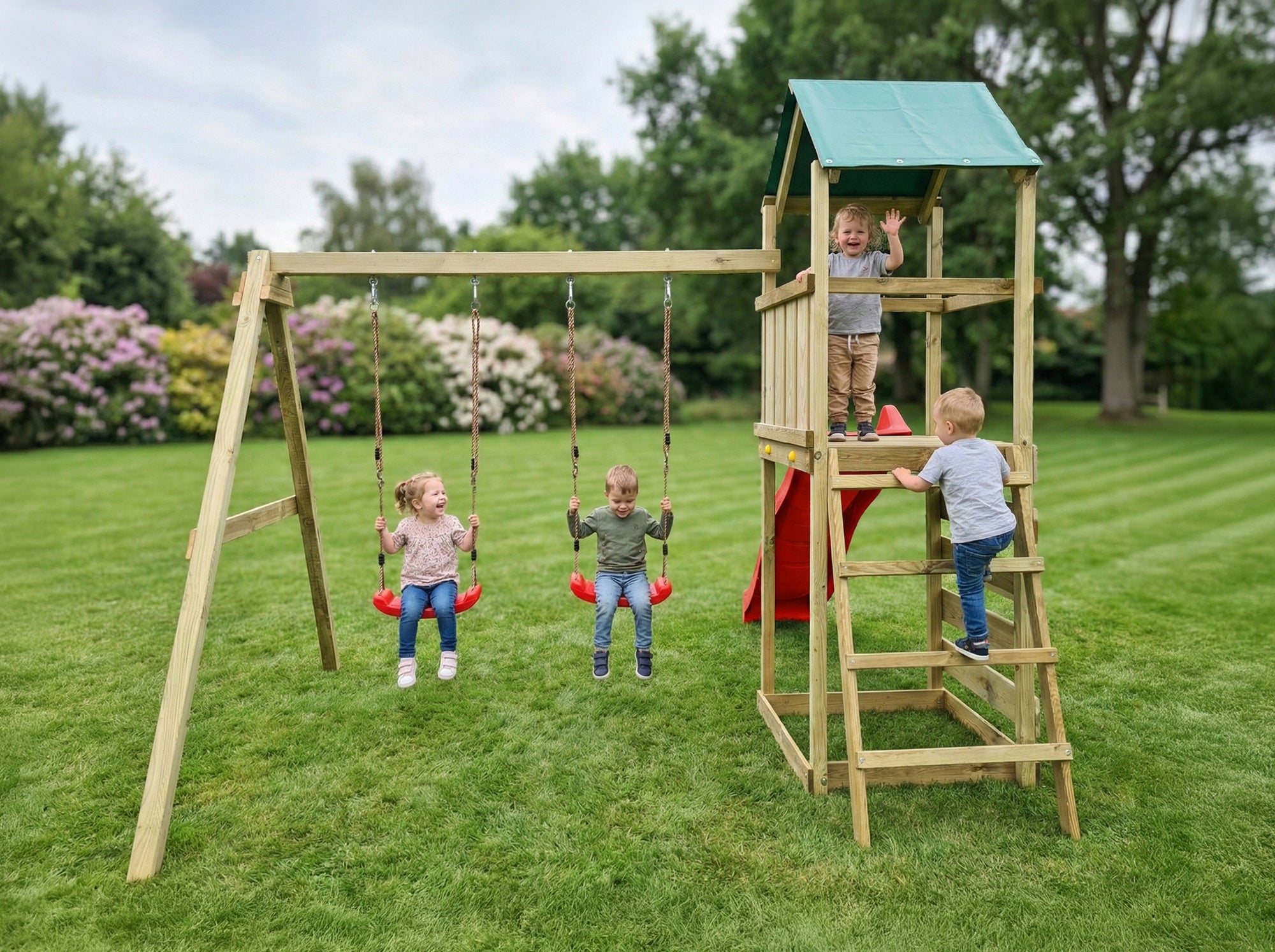 FUNGOO SQUARE TOYS WOODEN GARDEN MAXPLAY 2.1 SWING X2 COTTAGE Manufacturer code S-09870-P-K-XR-1