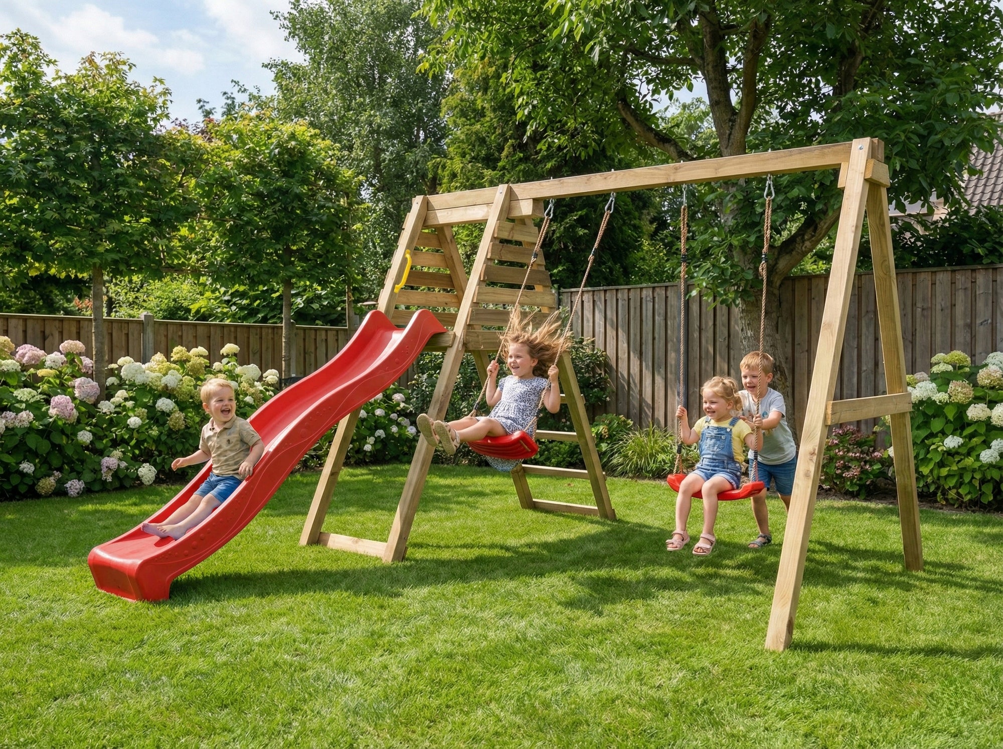 FUNGOO SQUARE TOYS WOODEN GARDEN MAXPLAY GYM SWING X2 SLIDE Packaging status original