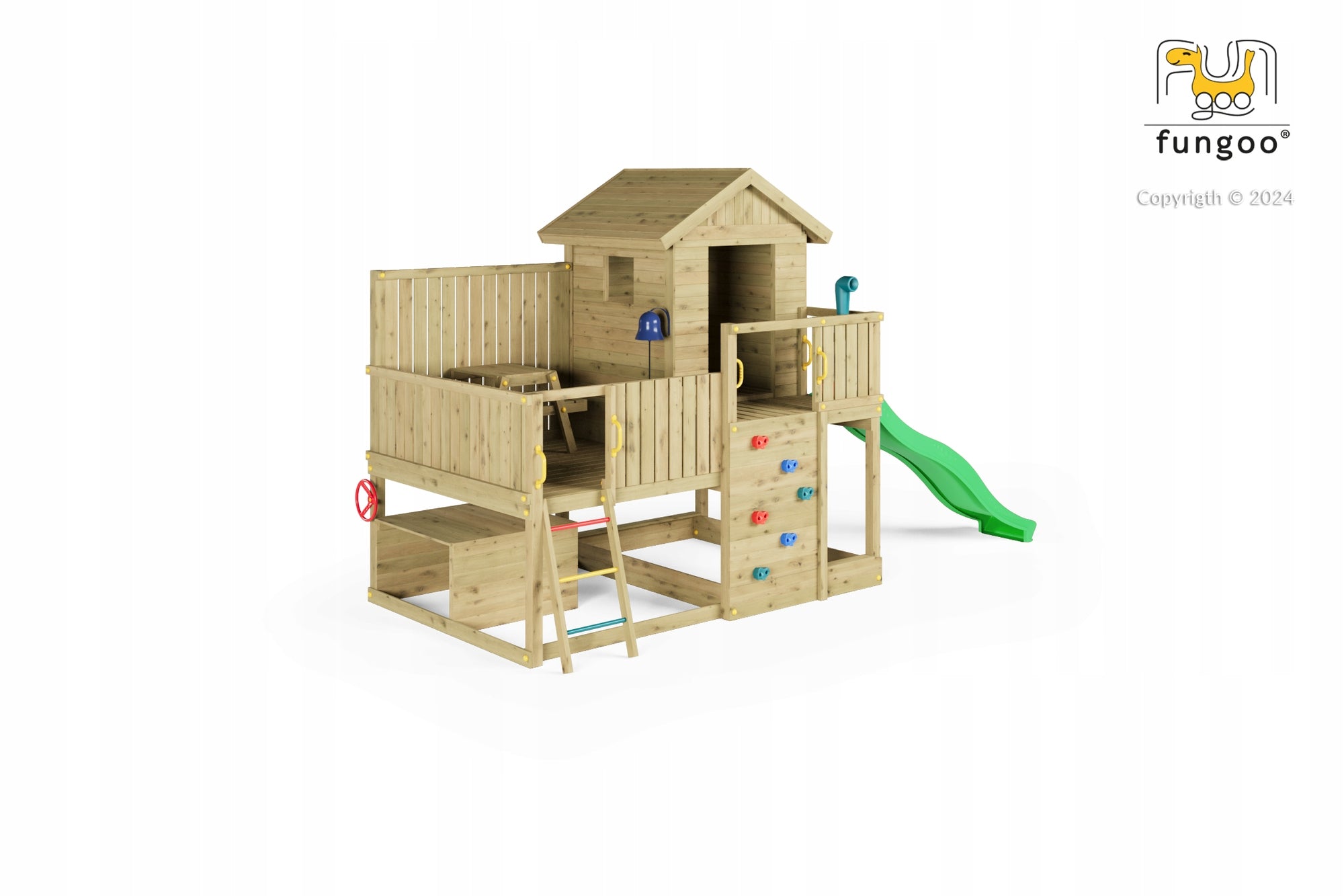 FUNGOO SQUARE TOYS WOODEN GARDEN SWEET HOUSE COTTAGE SLIDE TERRACE Dominant material wood