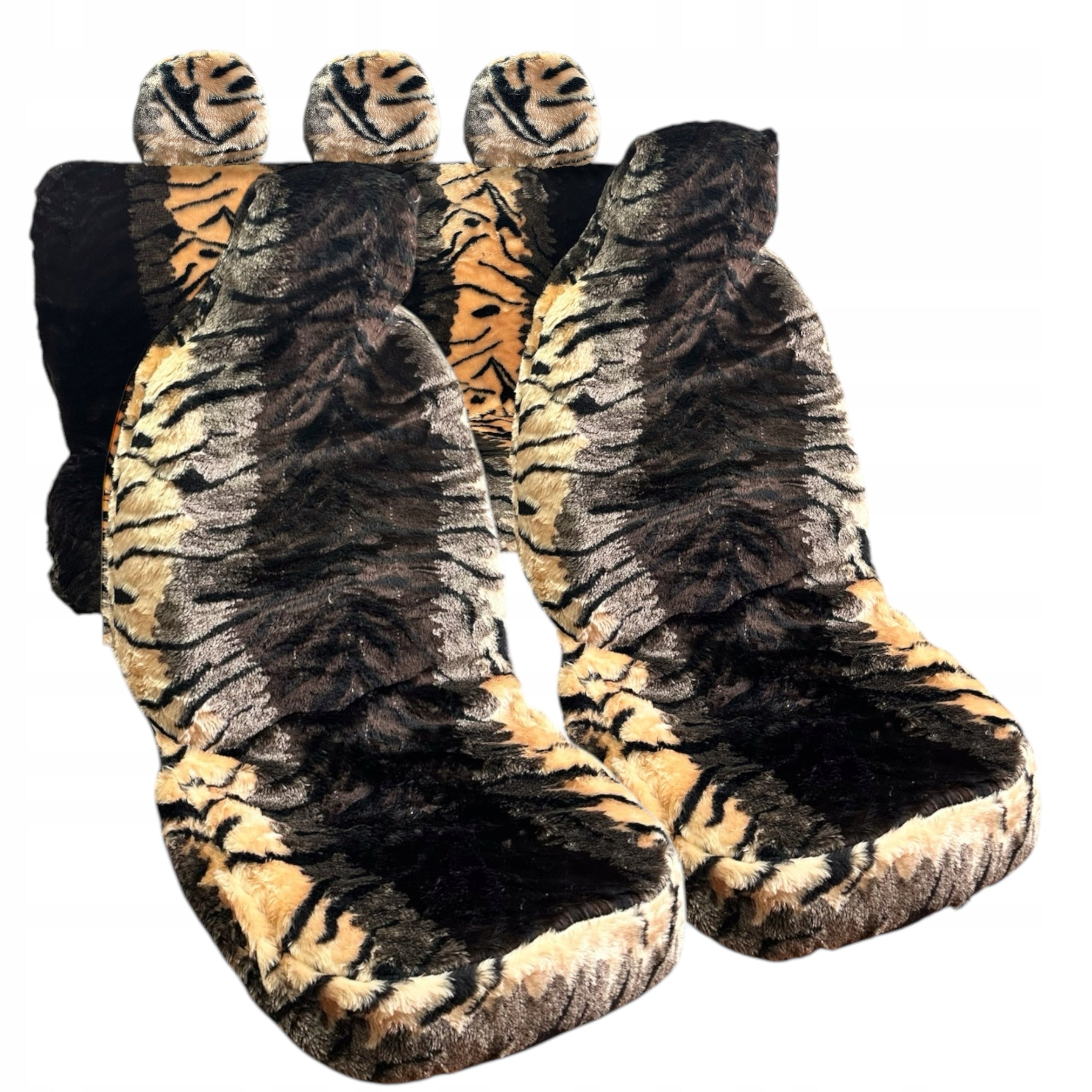 FUR COVERS FOR CAR SEATS WITH BEAR UNIVERSAL SET TBCARS