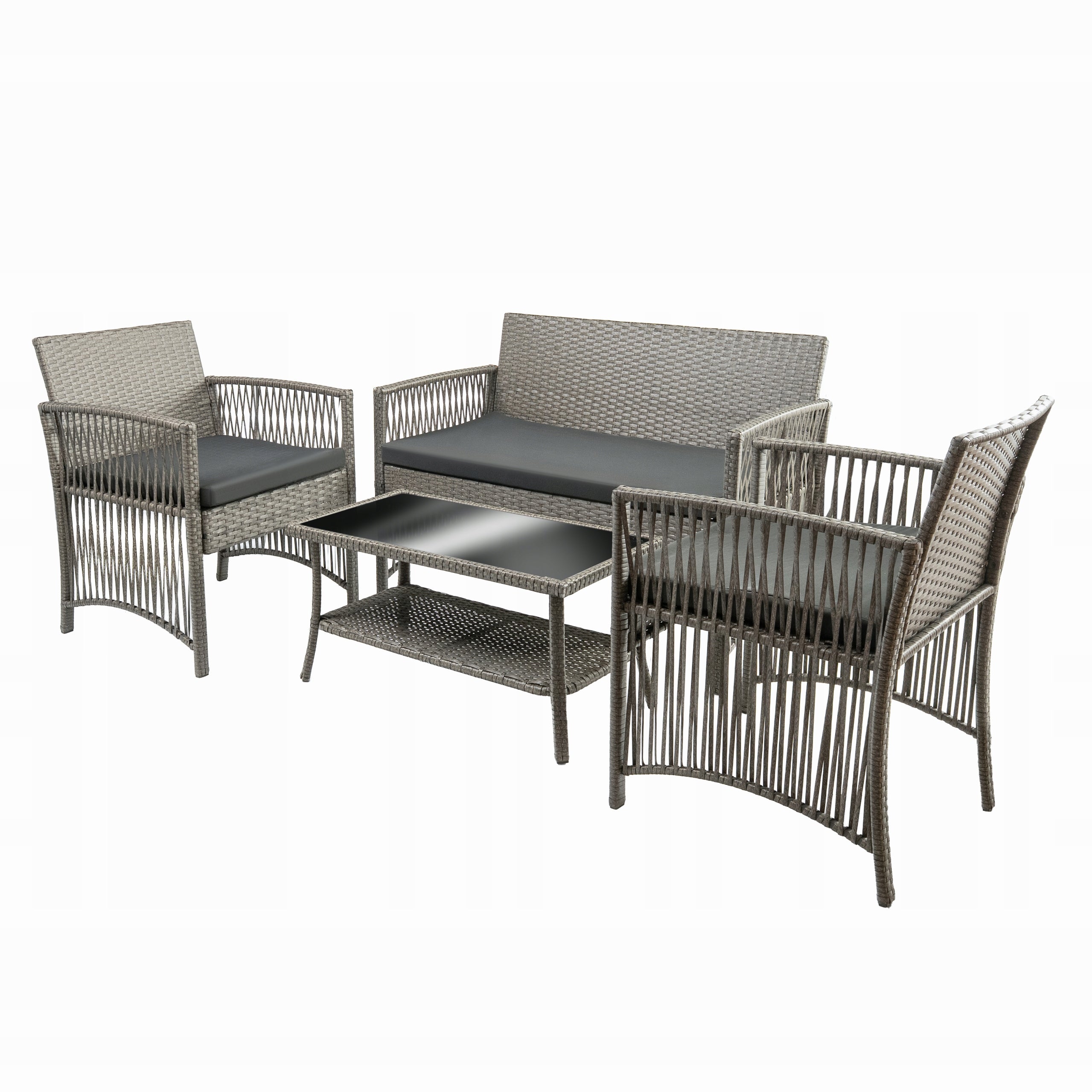 FURNIFY | GARDEN FURNITURE SET | TECHNORATTAN FURNITURE SOFA 2xFOTEL TABLE