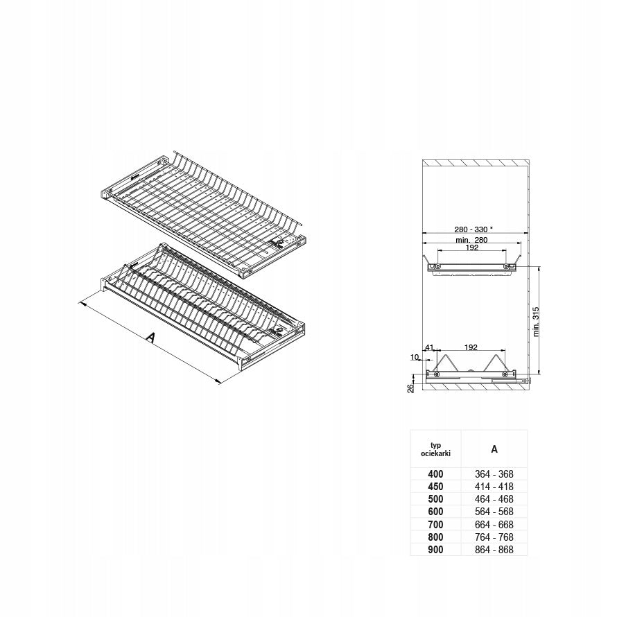 FURNITURE DISH DRYER WITH EXTERNAL CABINET LENGTH 40 CM STAINLESS Color other