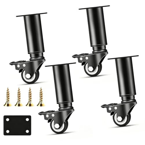 FURNITURE FEET WITH SWIVEL BRAKE WHEELS STEEL ADJUSTMENT 4 PCS STEEL Brand no brand