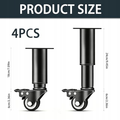 FURNITURE FEET WITH SWIVEL BRAKE WHEELS STEEL ADJUSTMENT 4 PCS STEEL Manufacturer code SWC5908151660416