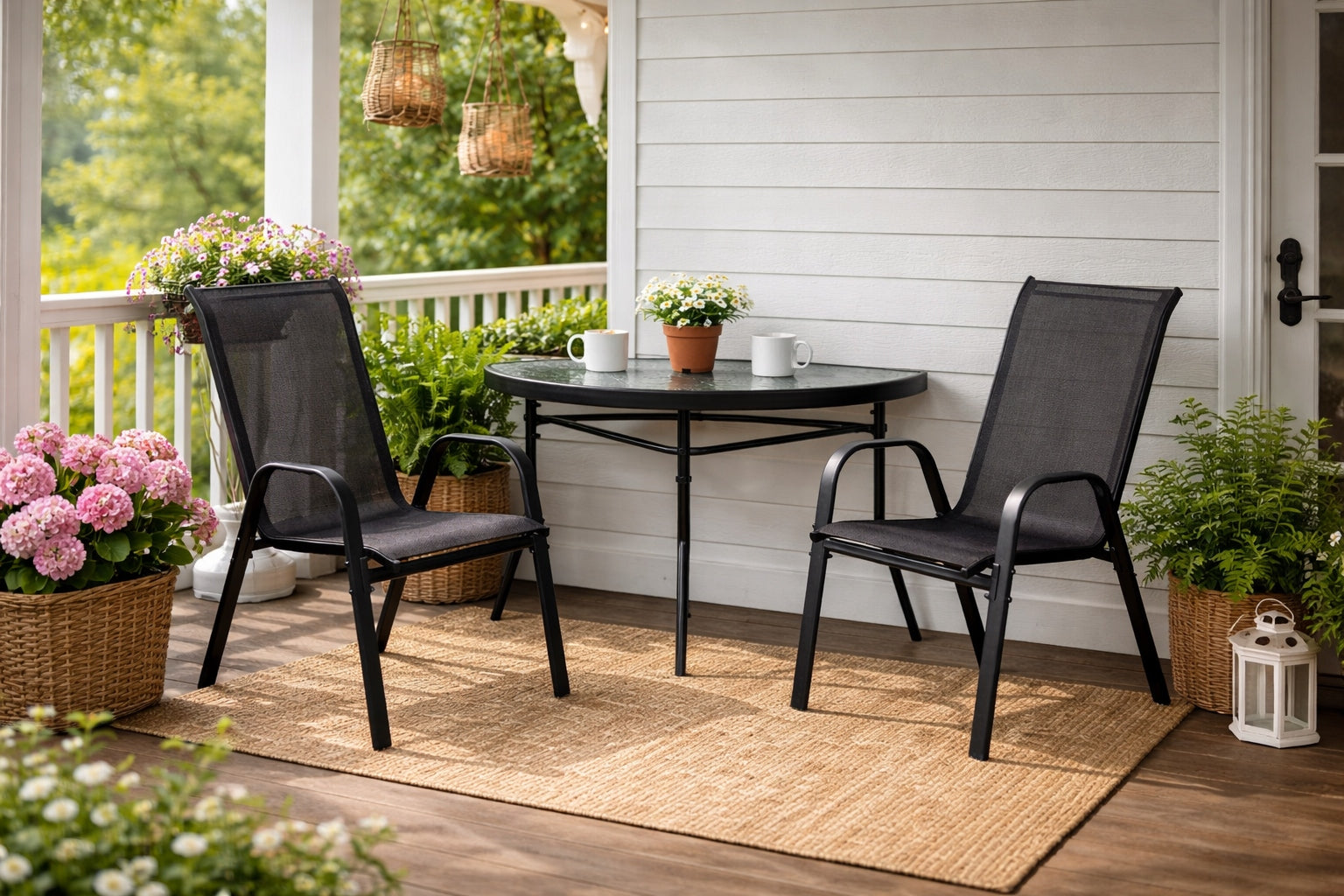 FURNITURE FOR BALCONY TABLE +2 CHAIRS GARDEN SET FURNITURE SET BLACK Manufacturer AGTRADE