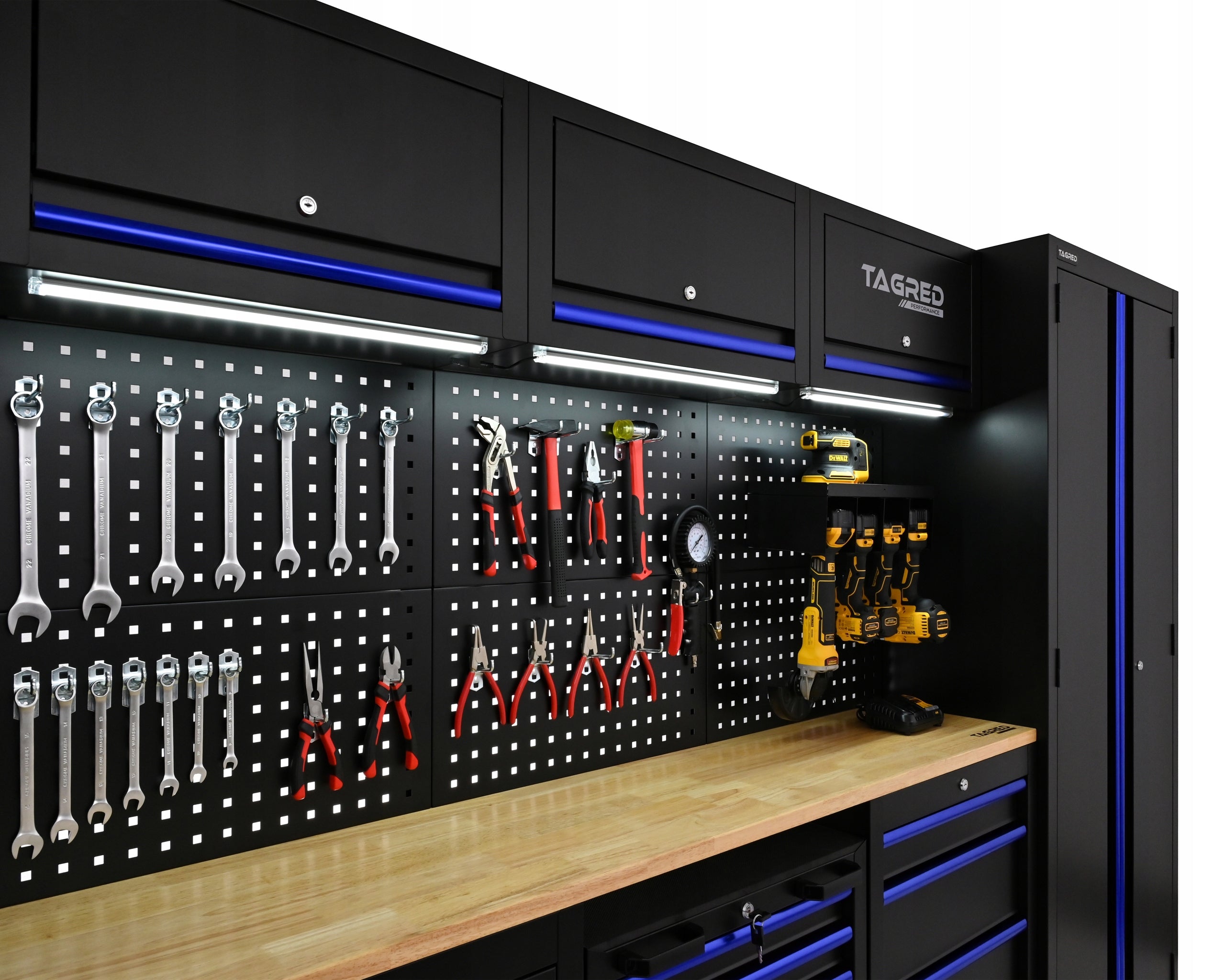 FURNITURE FOR WORKSHOP, GARAGE 8 MODULES 2X LED TOOL CABINET + SET Brand Tagred