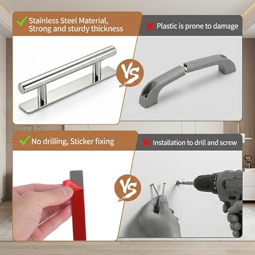 FURNITURE HANDLES SELF ADHESIVE SILVER FOR KITCHEN DRAWER CABINETS WITHOUT DRILLING Manufacturer code Bez marki