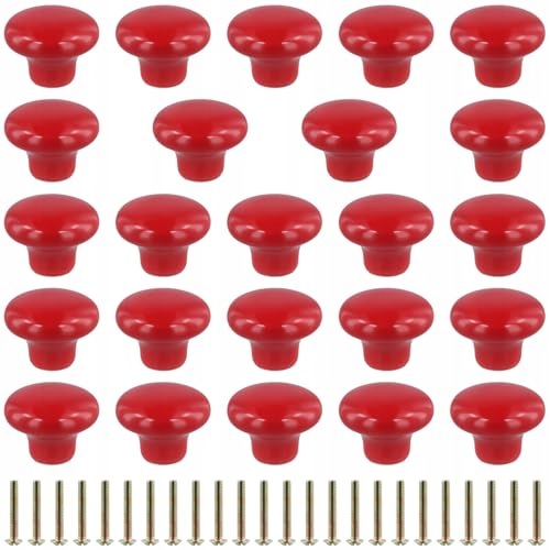 FURNITURE KNOBS CERAMIC RED ROUND FOR CABINET 24 PCS. steel Brand no brand