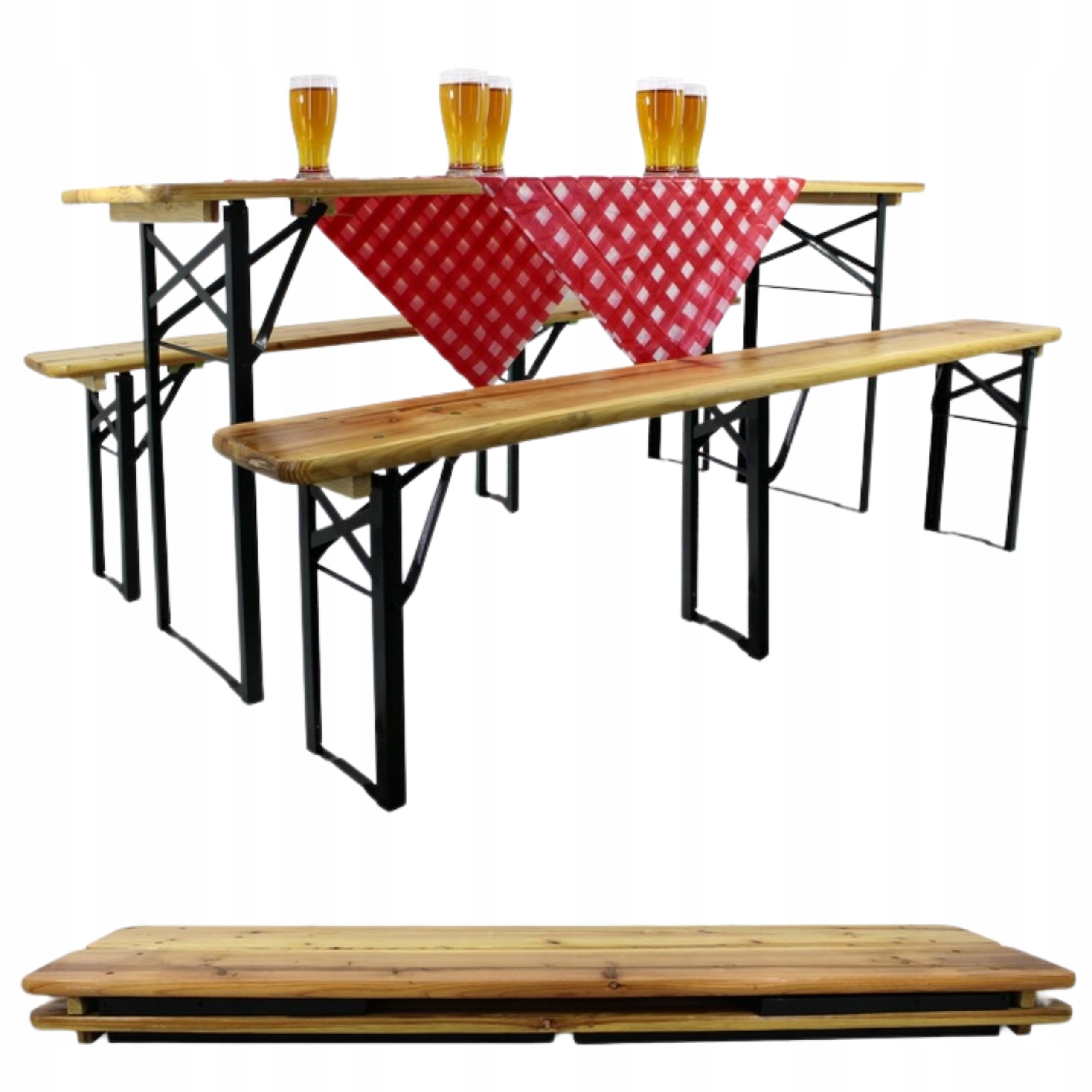 FURNITURE SET BANQUET BAR BEER CATERING FOLDING BENCH TABLE Color beige