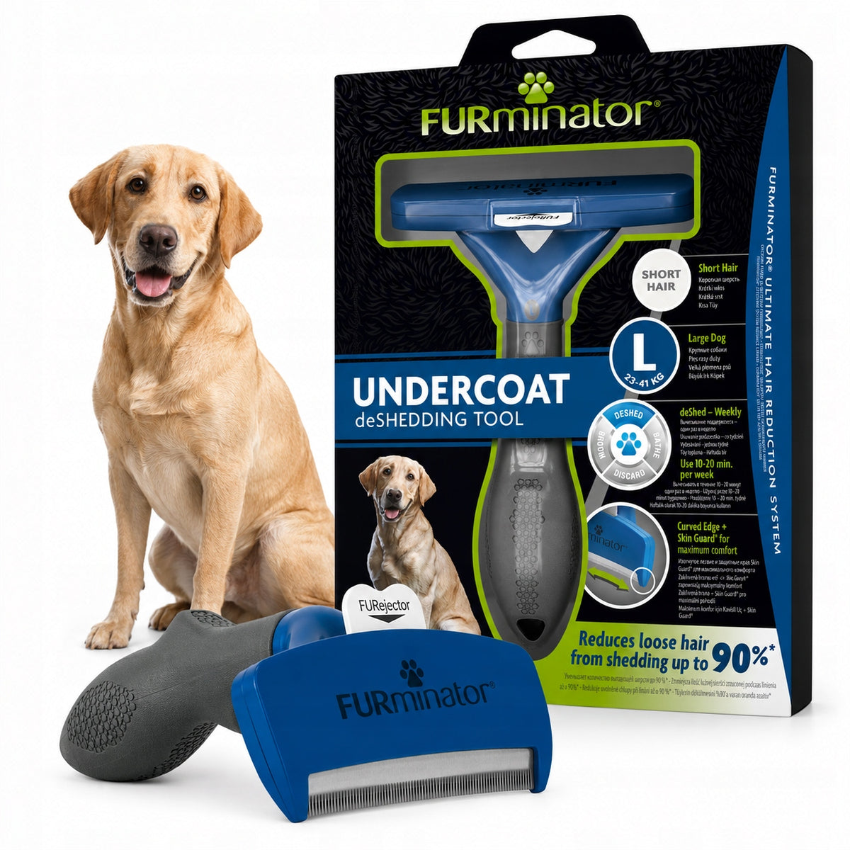 FURminator Brush for Short-Haired Dogs for Combing Removes Undercoat L