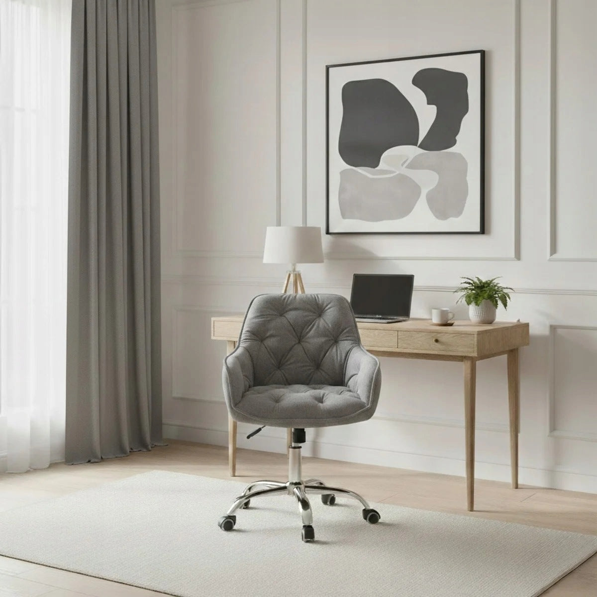 FUSSY armchair in swivel fabric grey 57x61x80-90 cm HOMLA Packaging status original