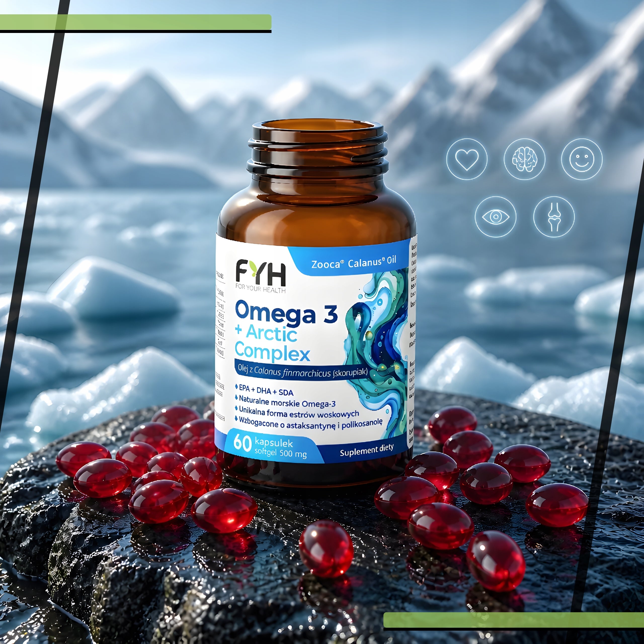 FYH Omega 3+ Arctic Complex 500mg 60 capsules Natural Astaxanthin Brand no brand