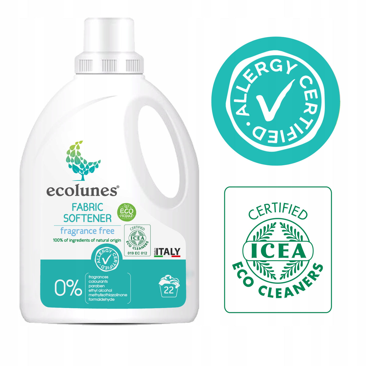 Fabric Rinsing Liquid Hypoallergenic Unscented 1000 ml ECOLUNES Manufacturer code E0261