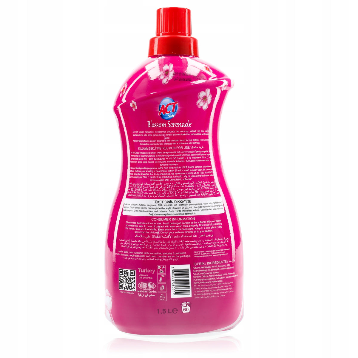 Fabric Rinsing Liquid Softener Concentrate ACT Soft 60 Washes 1,5 L Packaging status original