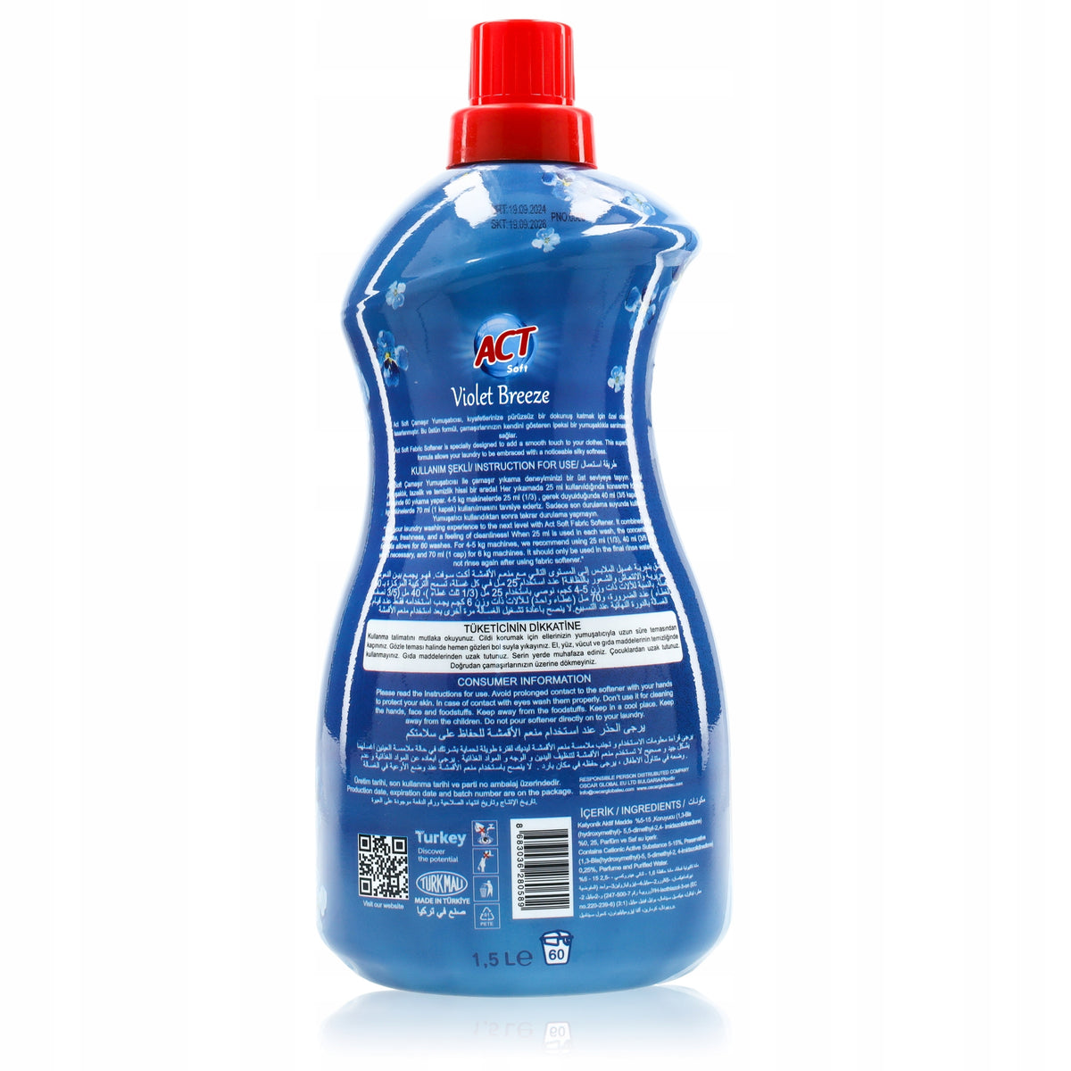 Fabric Rinsing Liquid Softener Concentrate ACT Soft 60 Washes 1,5 L Packaging status original