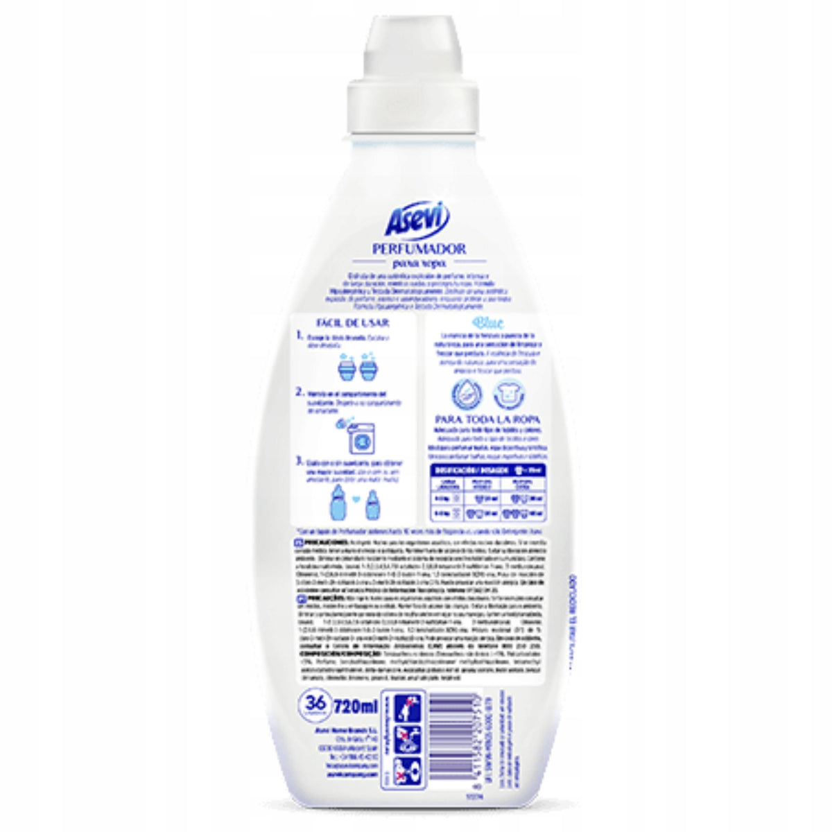 Fabric softener 36 washes BLUE ASEVI, 2 x 720ml Manufacturer code 8411582876006