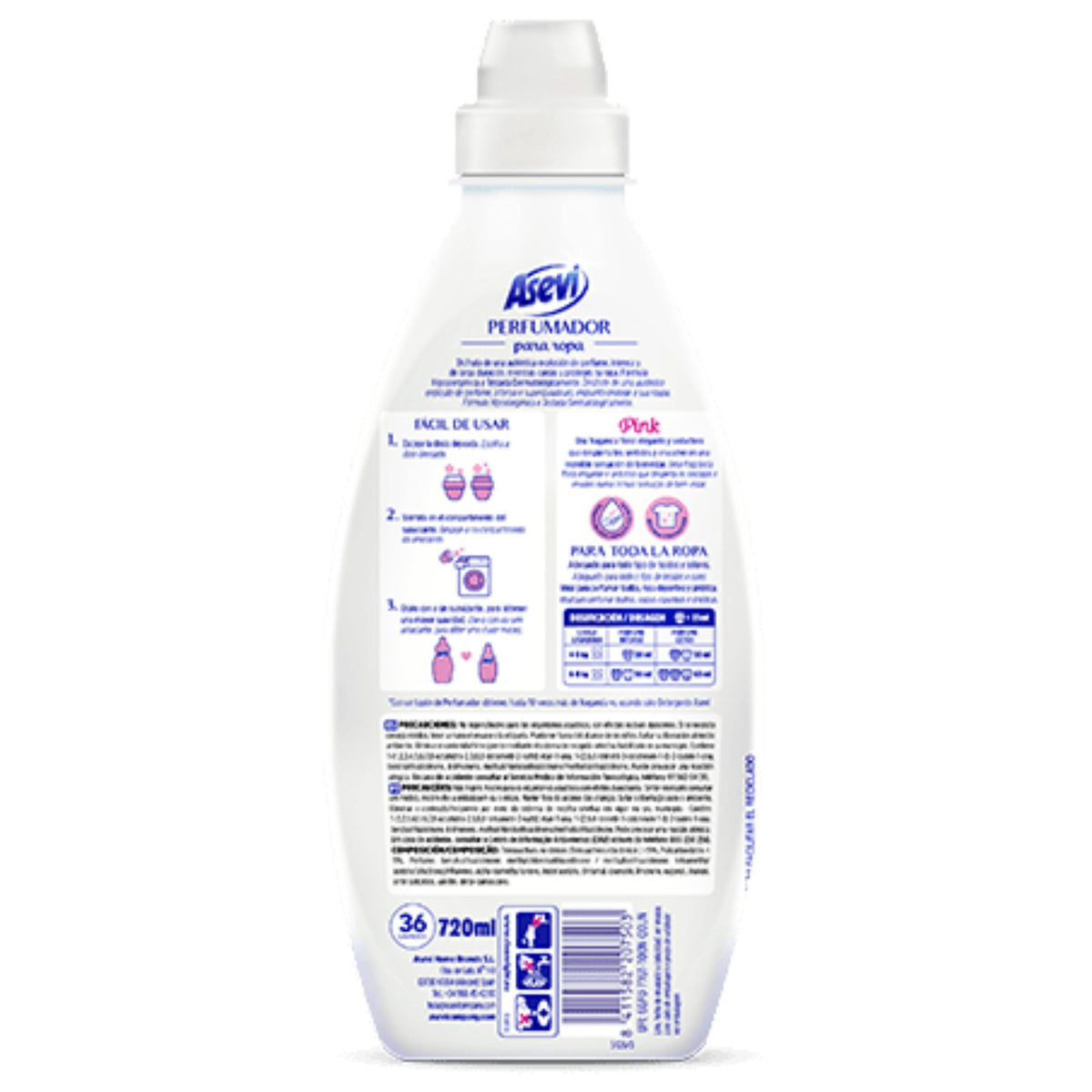 Fabric softener 36 washes PINK ASEVI, 2 x 720ml Manufacturer code 8411582876013