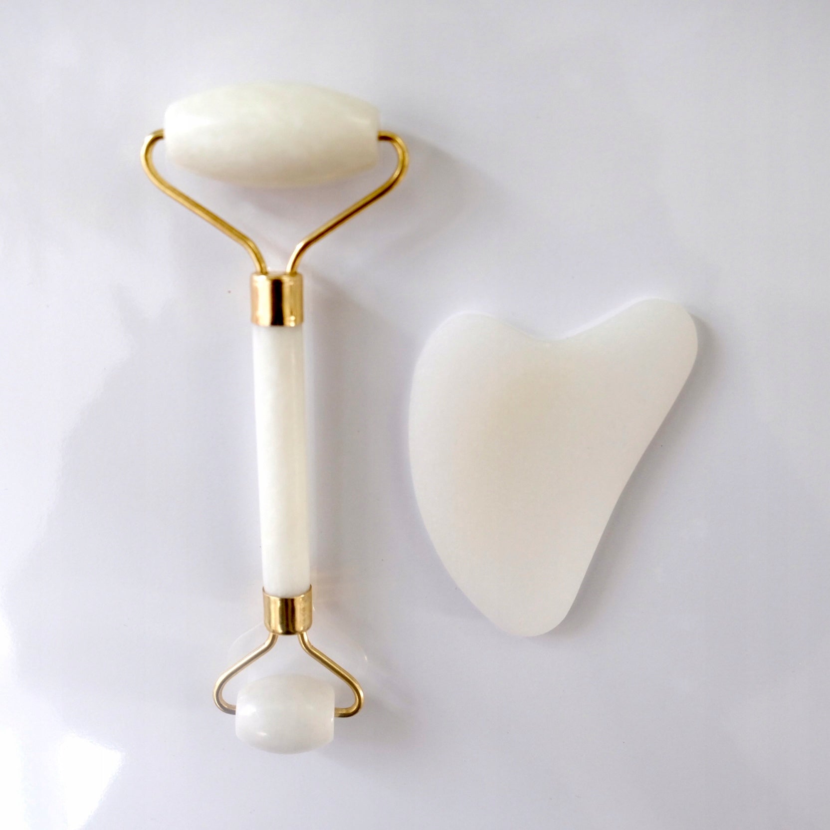 Face Massage Gift Set Stone Gua Sha Roller Jade White Manufacturer code masażer roller jadeitowy
