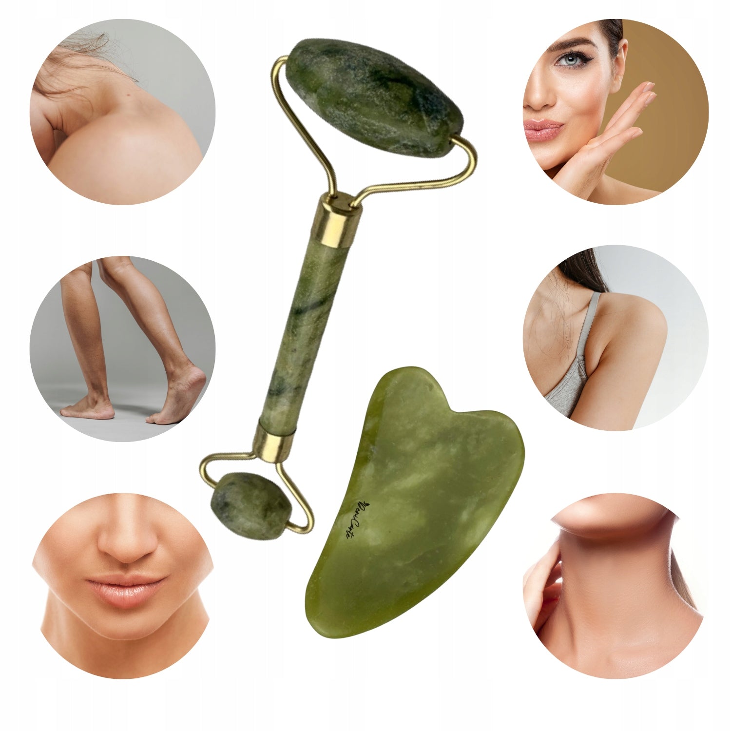 Face Massage Kit Roller Jade Tile Gua Sha Massagers EAN (GTIN) 5906574501026