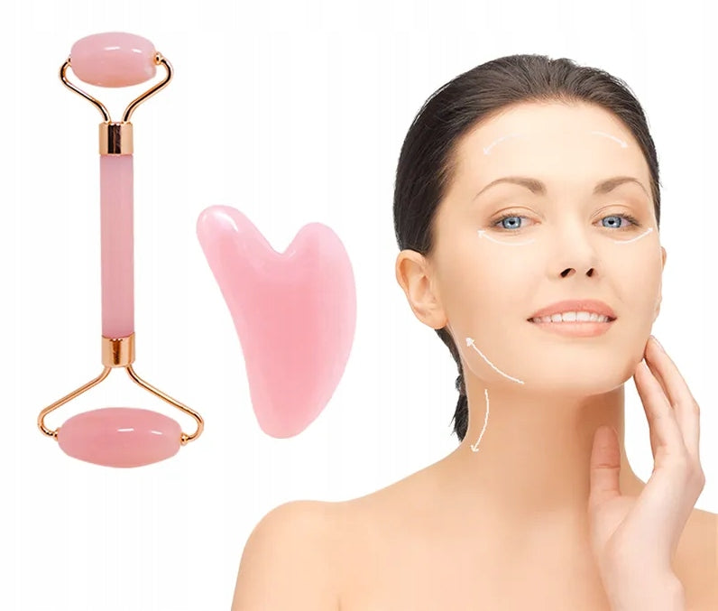 Face Massage Roller + GUA-SHA Plate | Quartz Packaging status original