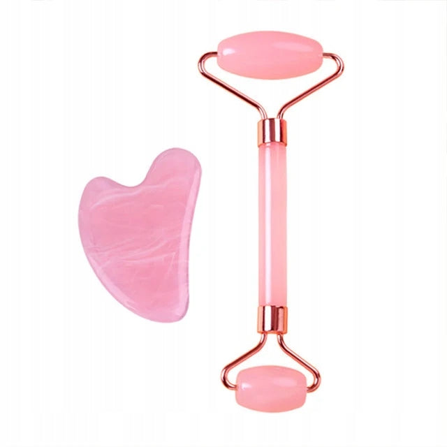 Face Massage Roller + GUA-SHA Plate | Quartz