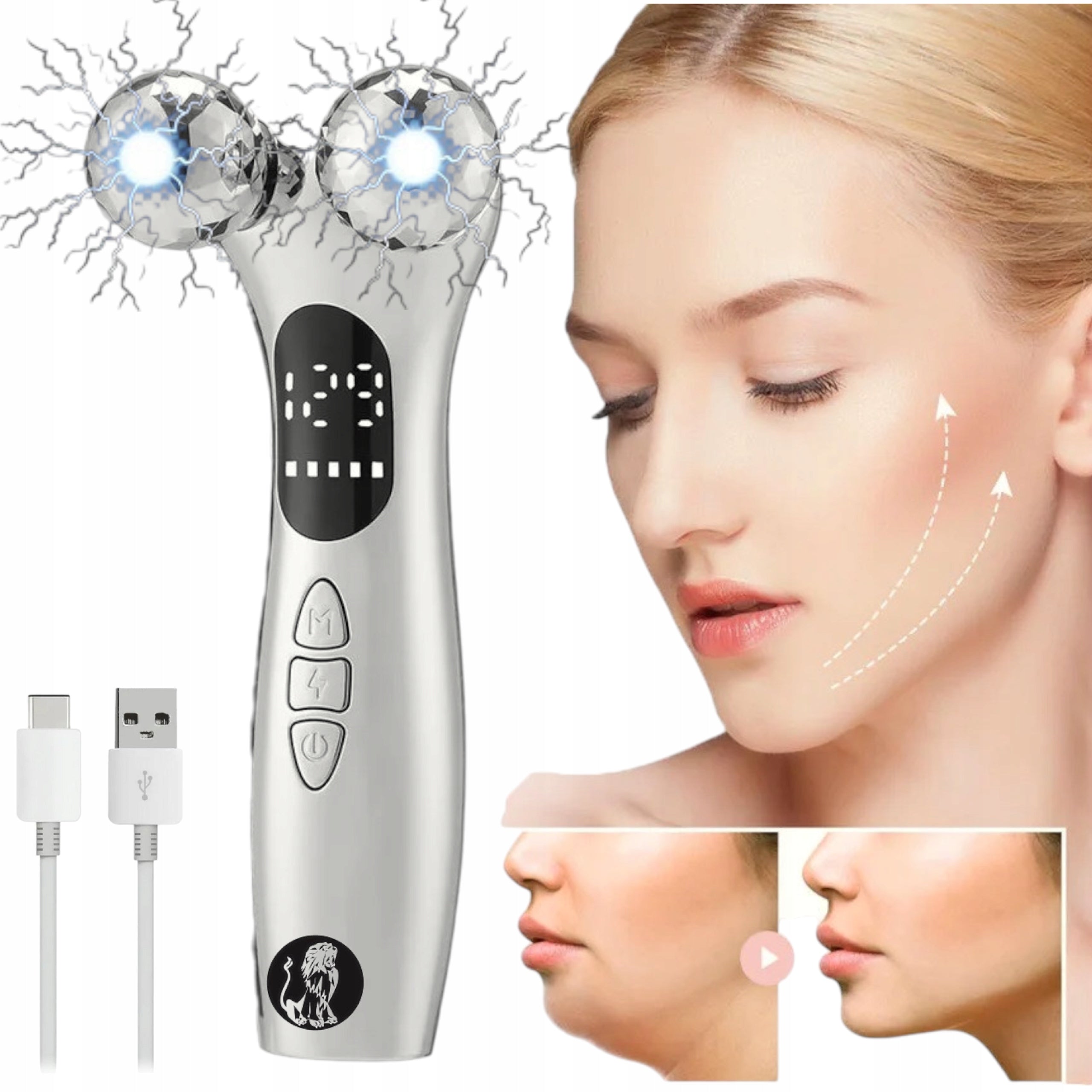 Face Massager Roller 4D EMS Vibration Face Lift Body Ball 3in1