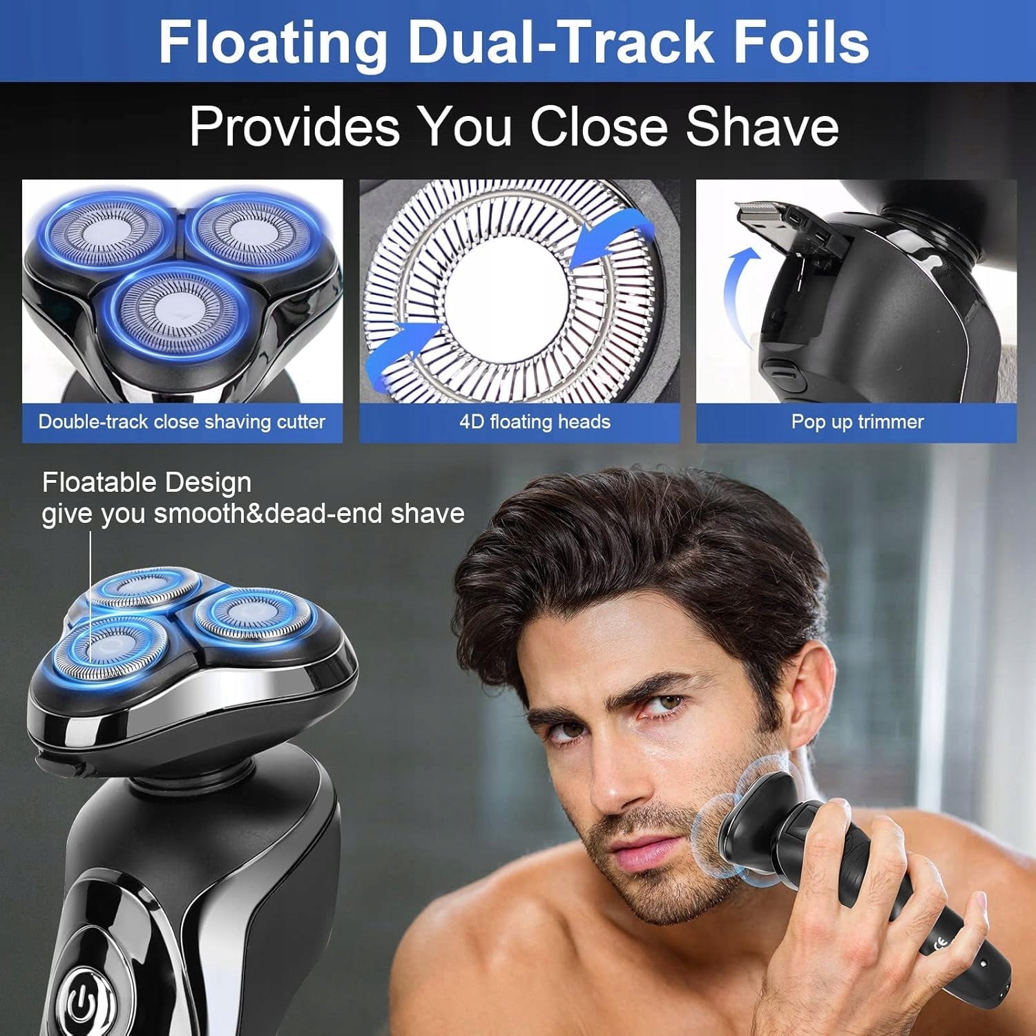Face Shaver Rotating Cordless LCD Waterproof+ Spare Blades Brand Lama