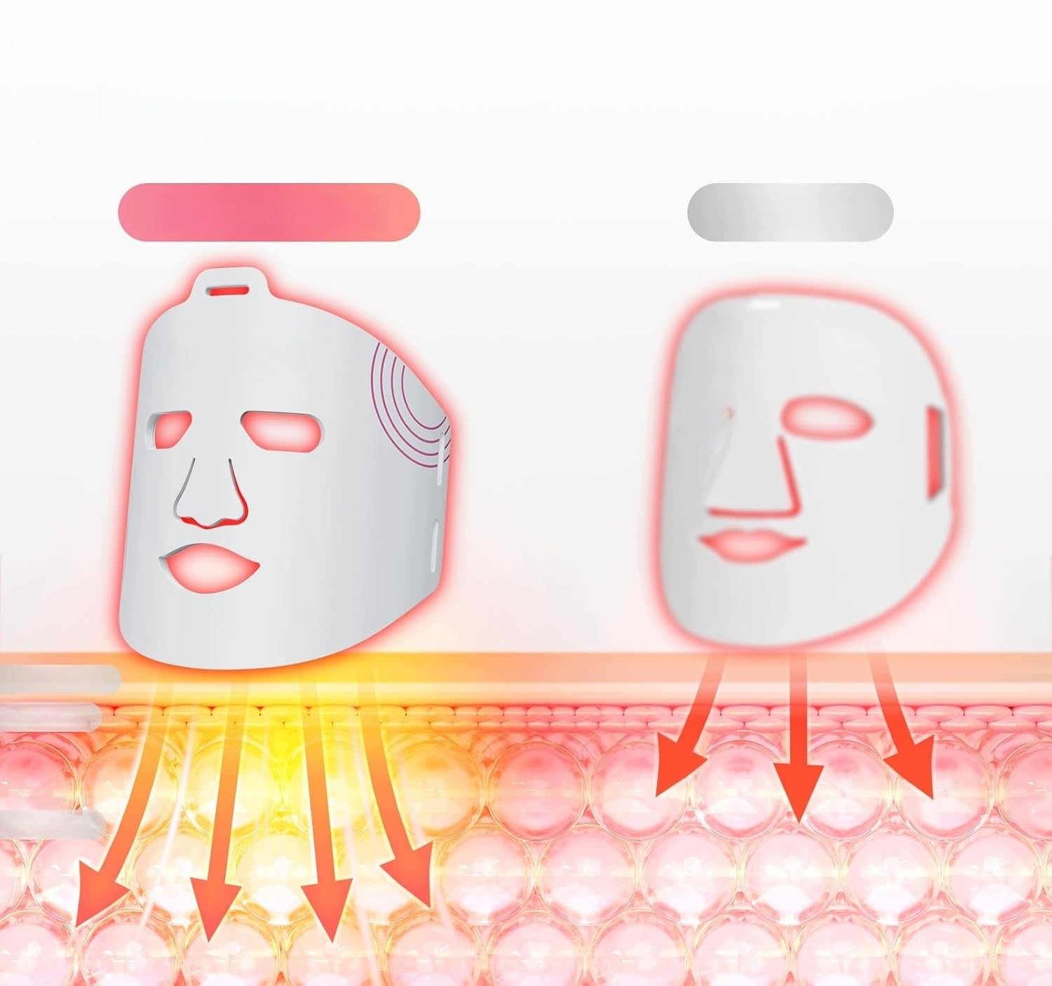 Face mask LED red light and close infrared silicone Power supply rechargeable battery