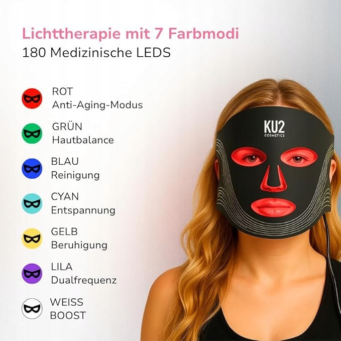 Face mask with red LED light KU2 KU-RL12 Manufacturer code maska kosmetyczna LED przeciwzmarszczkowa