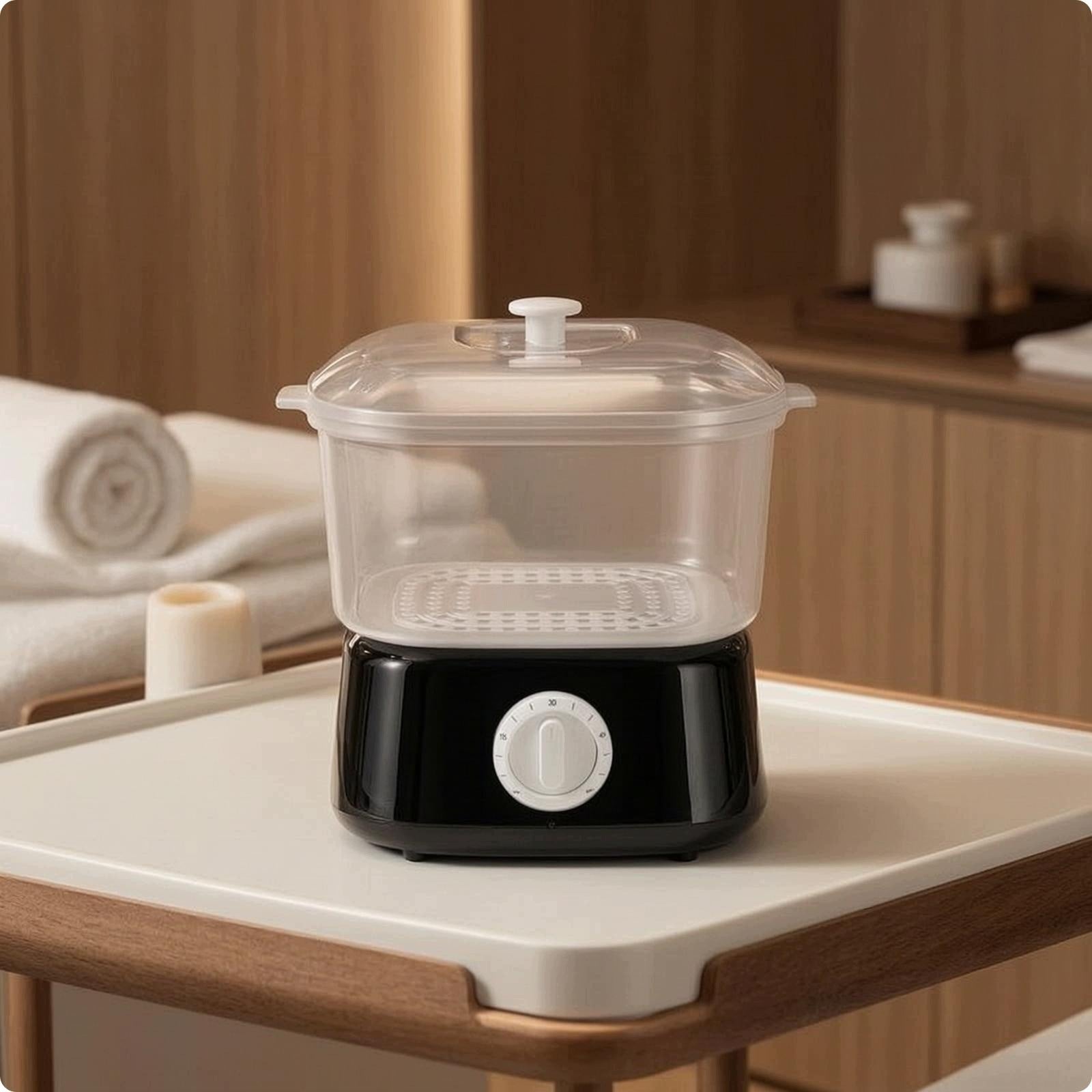 Facial Care Heater PP Material Warming Pot Facial Appliances Black Eu Plug