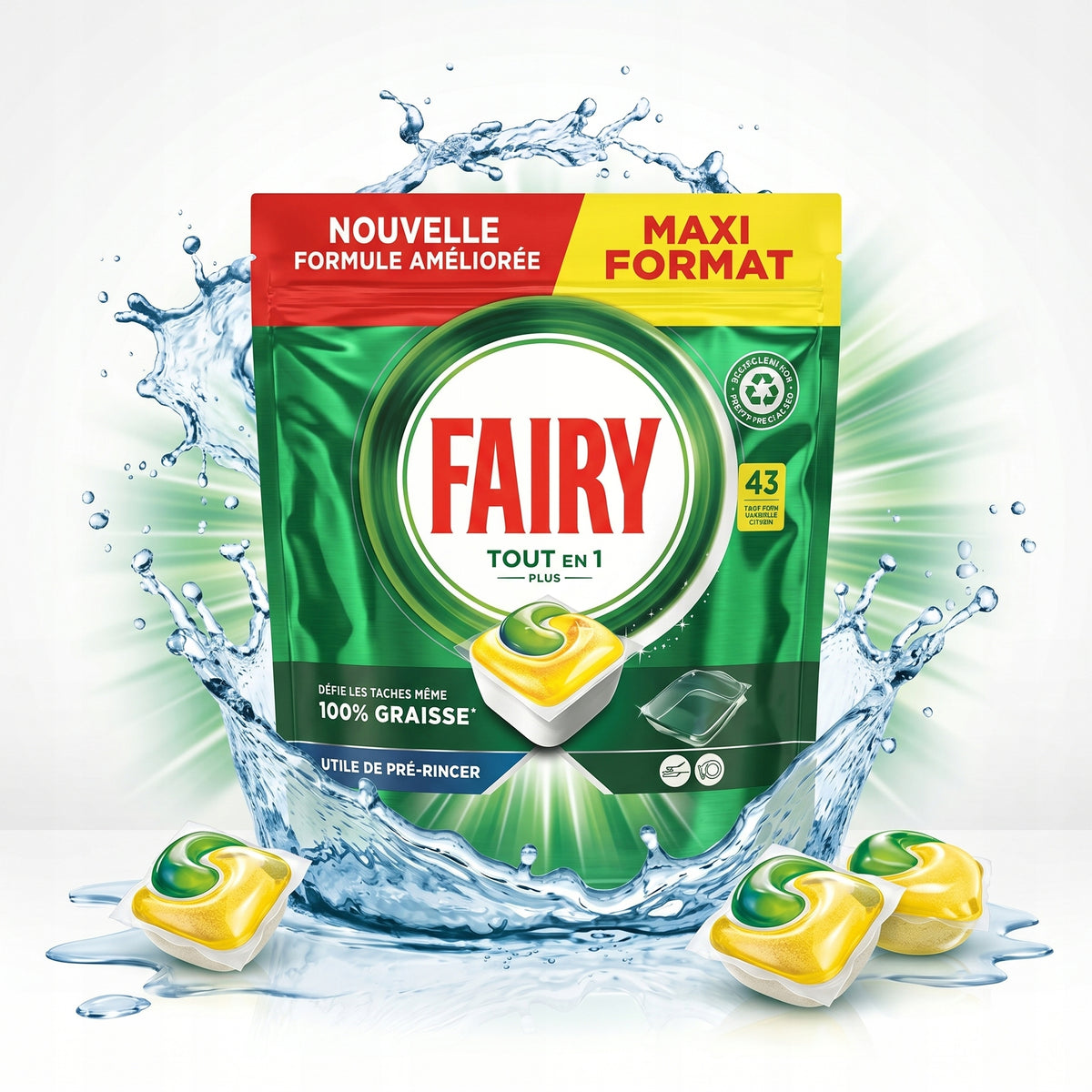 Fairy All in 1 Lemon Dishwasher Capsules 43pcs
