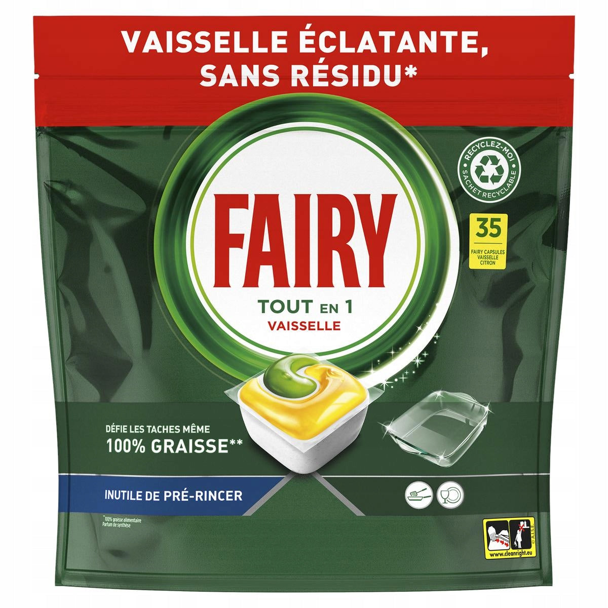 Fairy All-in-One Citrus Dishwasher Tablets - 35 Count
