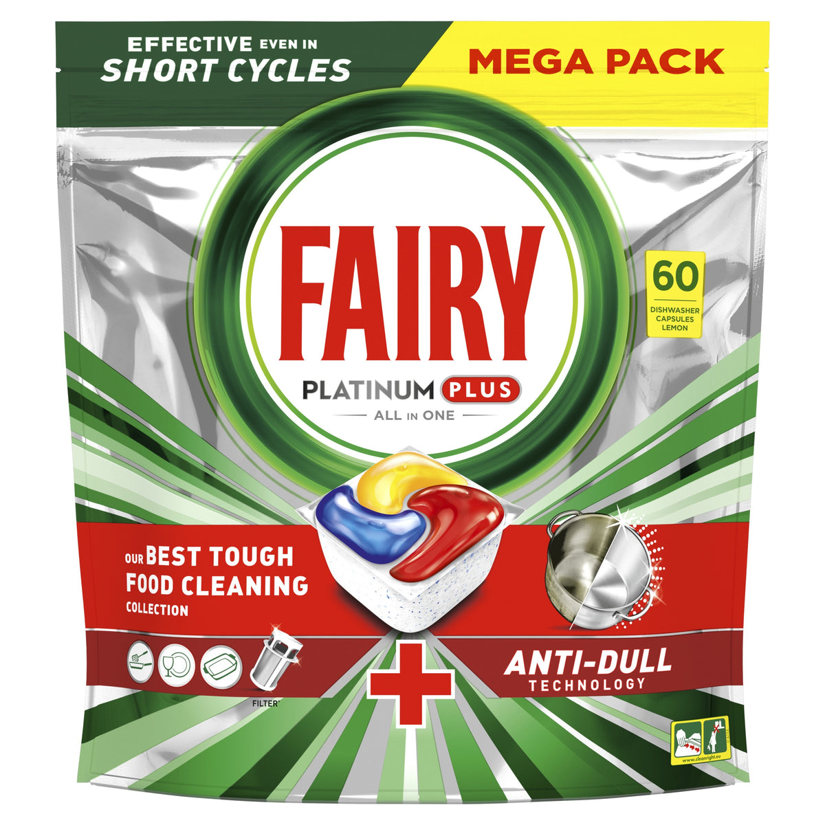Fairy Dishwasher Capsules 60 Pcs Lemon All in One Platinum Plus