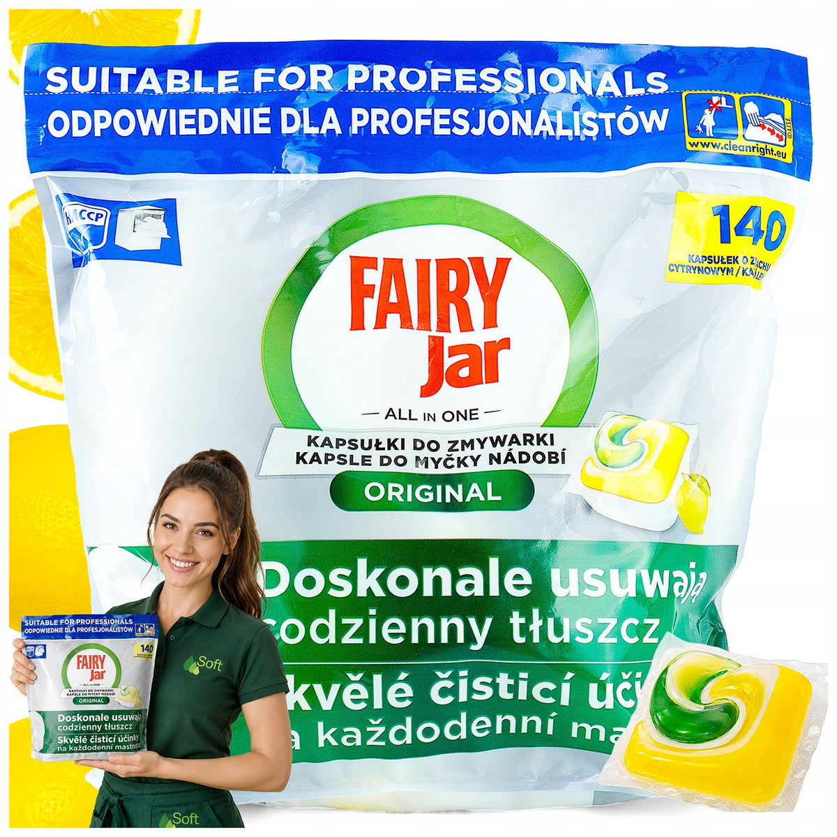 Fairy Jar Dishwasher Tablets, 140 Pack Lemon Efficient Professional