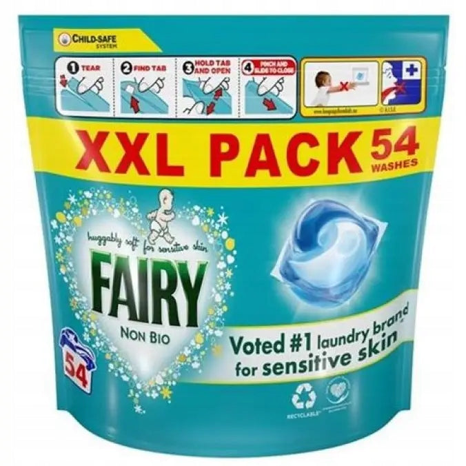 Fairy Non Bio Laundry Capsules Hypoallergenic 54pcs Packaging status original