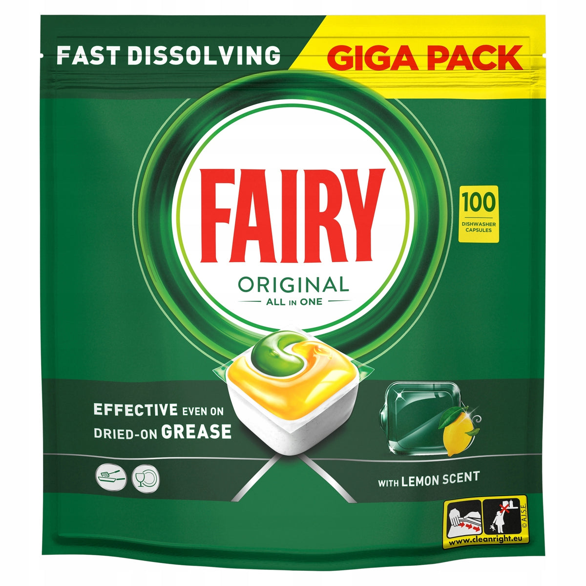 Fairy Original ALL in ONE Dishwasher Tablets Lemon 100 Pieces