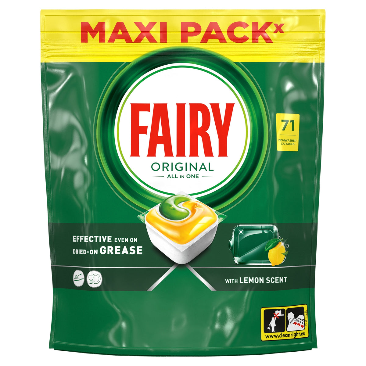 Fairy Original All In One Dishwasher Capsules Lemon 71 Pack Brand Fairy