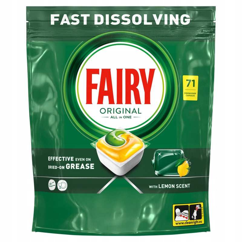 Fairy Original All In One Dishwasher Capsules Lemon 71 Pack X4 Brand Fairy